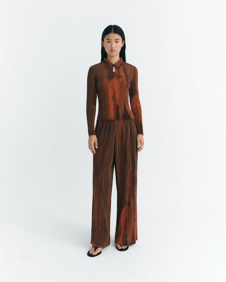 Pantalón relaxed plisado naranja Maro sostenible - 2