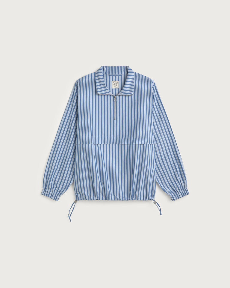 Chaqueta oversize rayas azul Reed sostenible silueta - 1