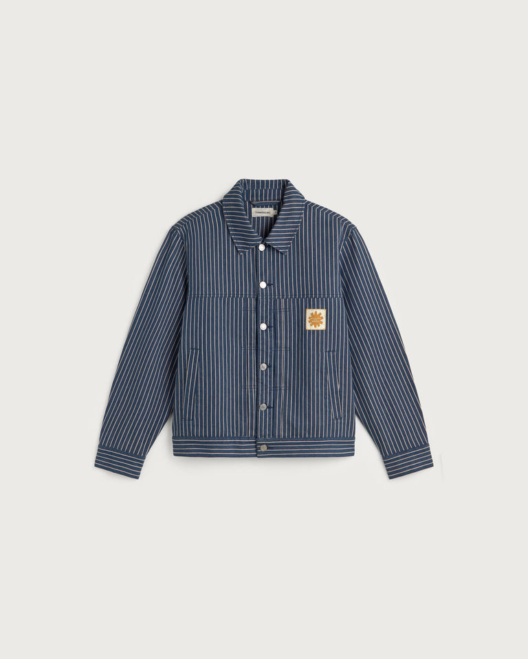 Chaqueta boxy rayas tinte natural Bruno sostenible silueta - 1