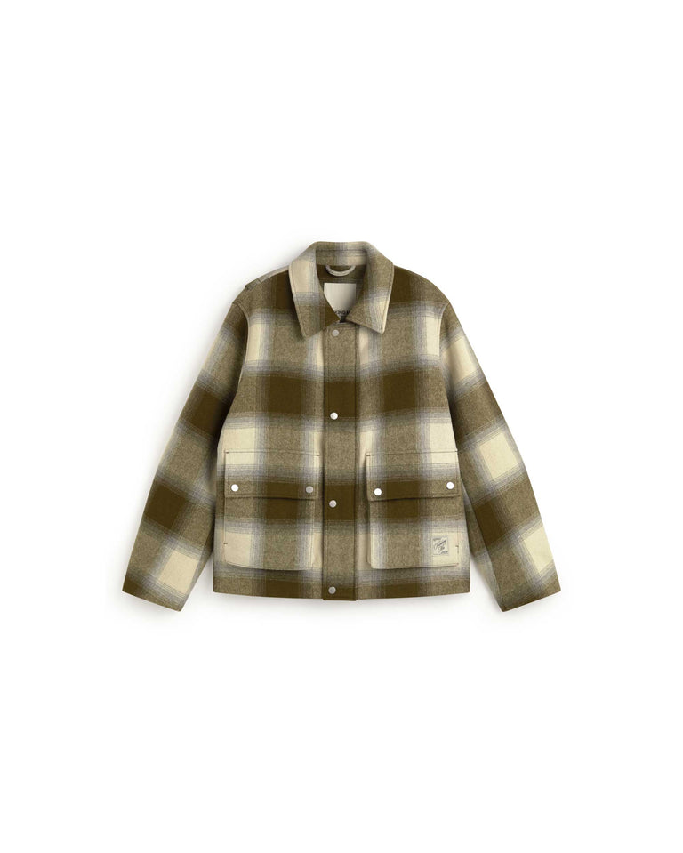 Chaqueta oversize lana cuadros Callum sostenible silueta - 1