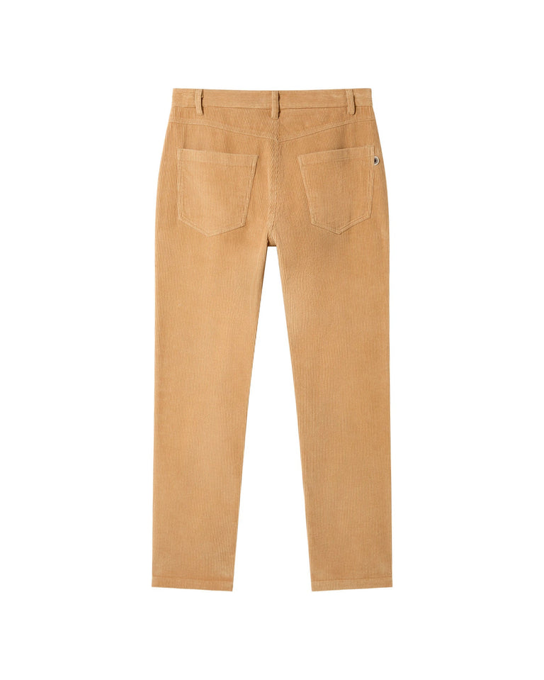 Pantalón beige pana 5 pockets sostenible - silueta 1