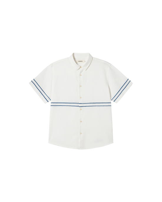 Tom blue embroidered white shirt