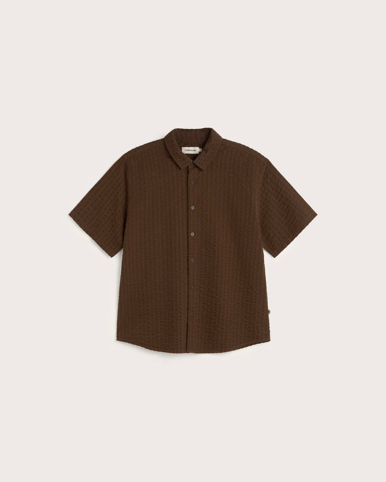 Camisa seersucker marrón Tom sostenible silueta - 1