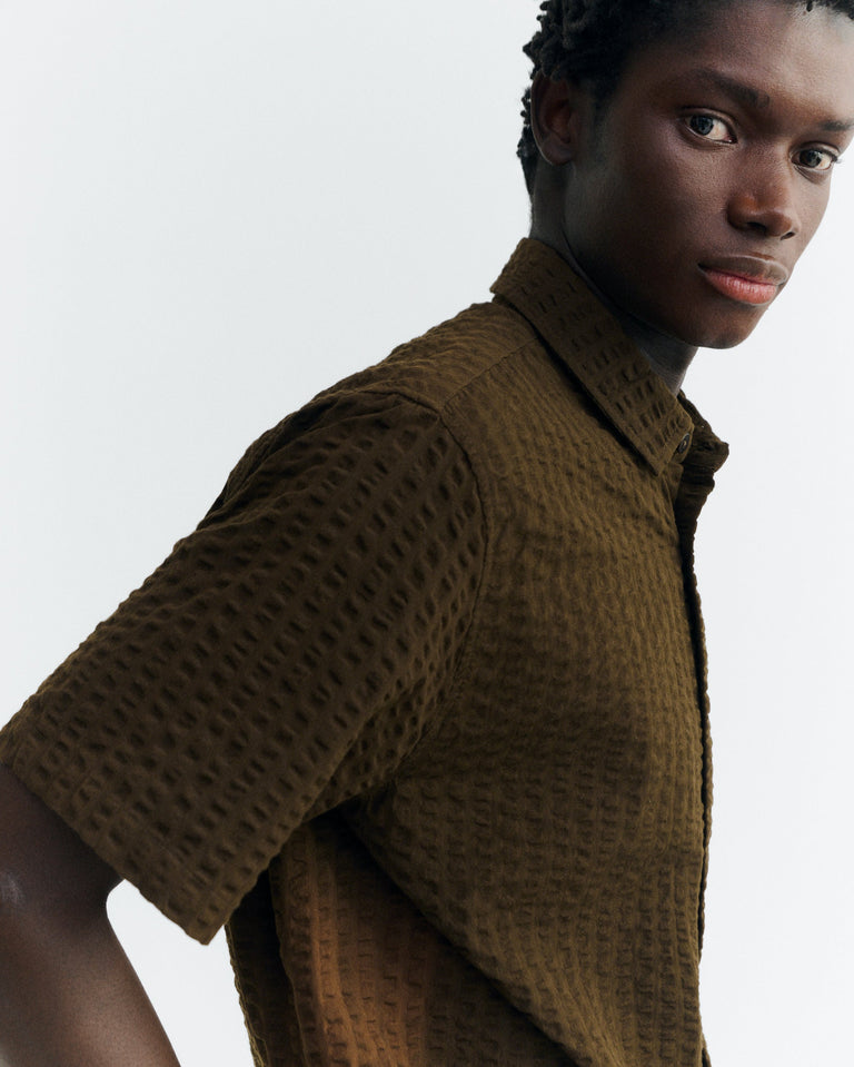 Camisa seersucker marrón Tom sostenible - 3