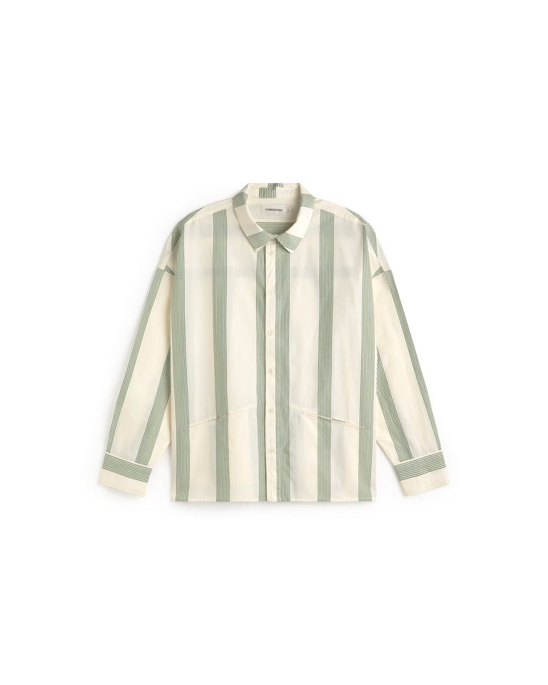 Camisa popelin rayas verde Jim sostenible silueta - 1
