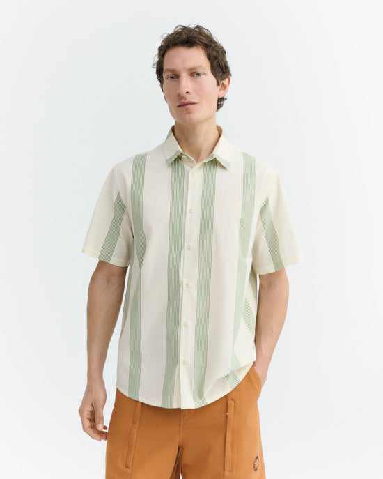 Camisa popelin rayas verde Tom sostenible - 2