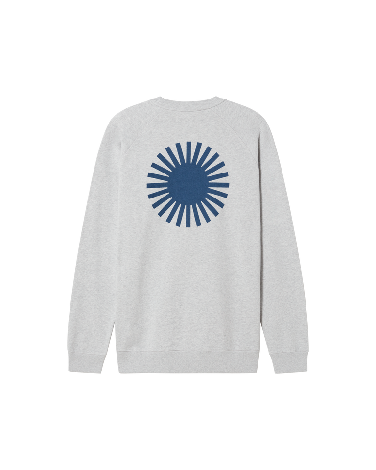 Sudadera gris Sol azul sostenible -silueta1