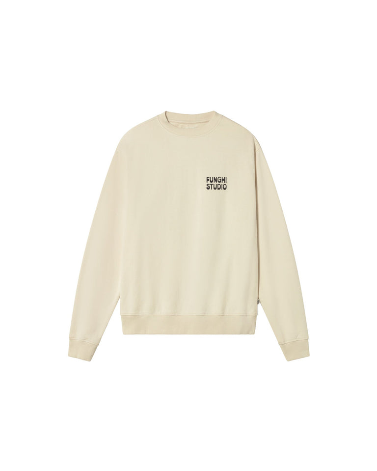 Sudadera blanca funghi Leon sostenible-silueta-1