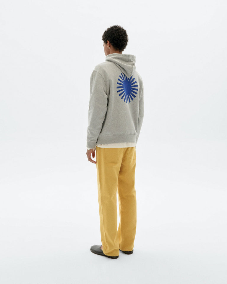 Hoodie gris sol espalda azul Simon sostenible - 4