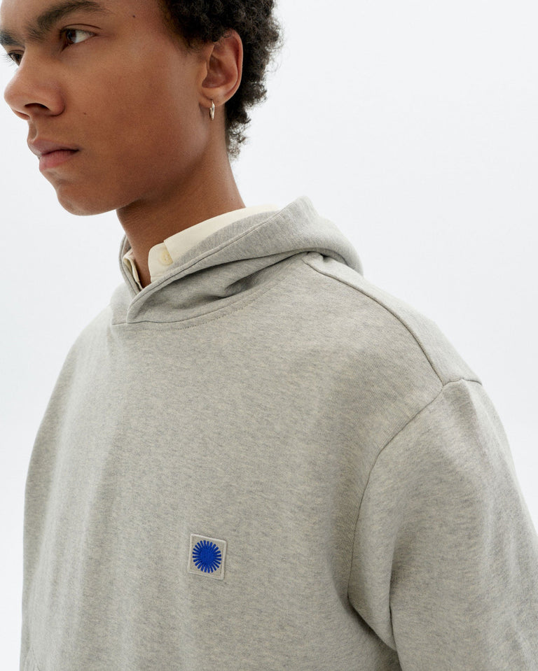 Hoodie gris sol espalda azul Simon sostenible - 5