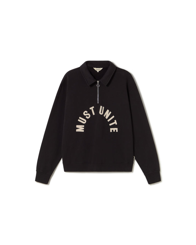 Sudadera negra must unite Gallagher sostenible - silueta 1