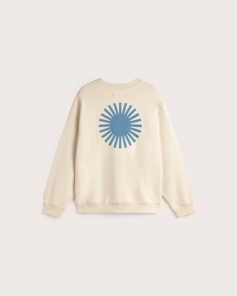 Sudadera cruda sol azul espalda Leon sostenible silueta - 2