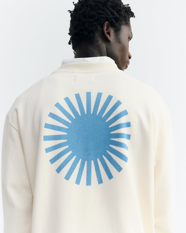 Sudadera cruda sol azul espalda Leon sostenible - 5