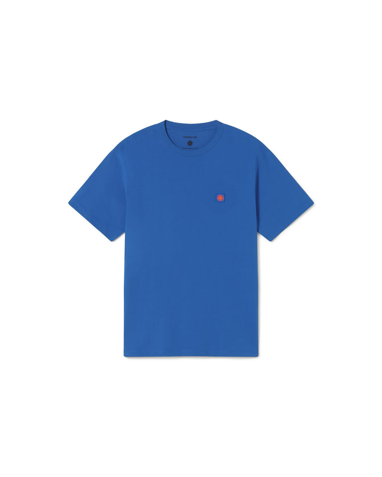 Camiseta azul sol espalda marrón sostenible - silueta 1