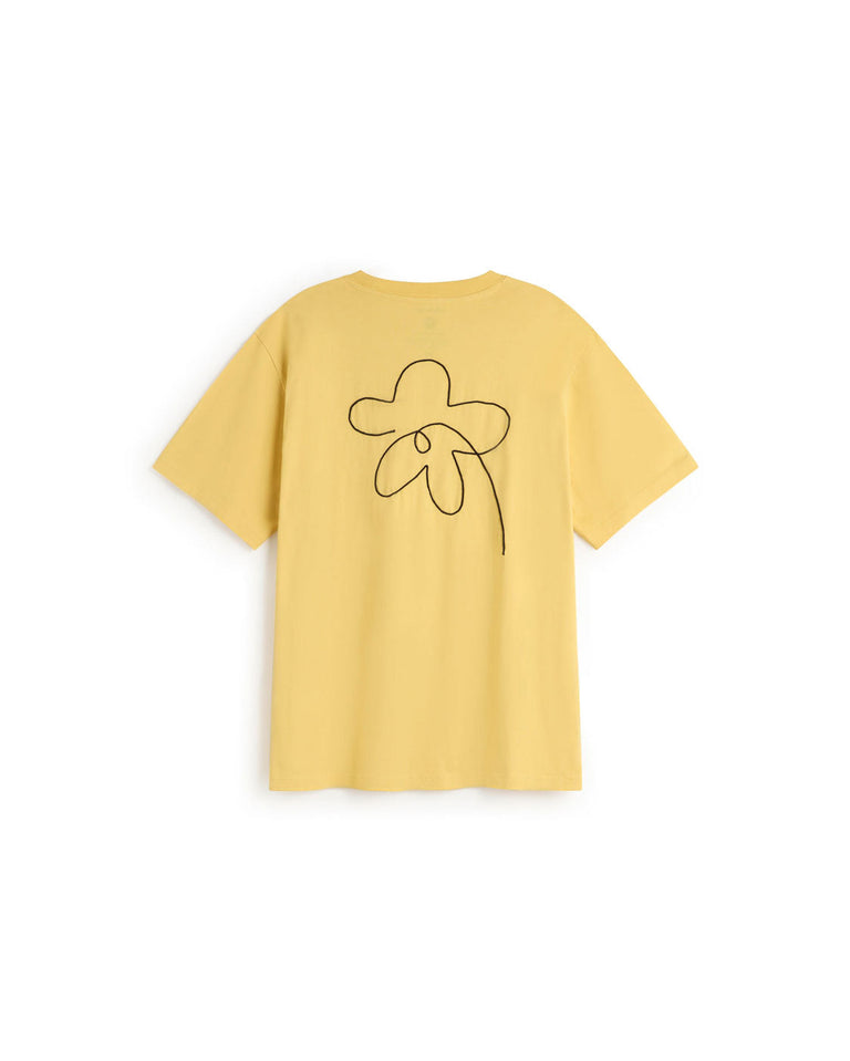 Camiseta amarilla bordada a mano flower Aaron sostenible silueta - 2