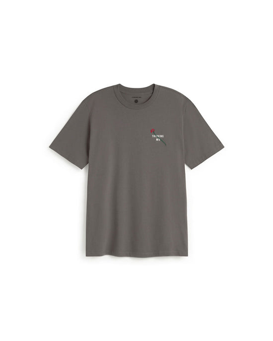 Camiseta gris bordada flower TM Zach sostenible silueta - 1
