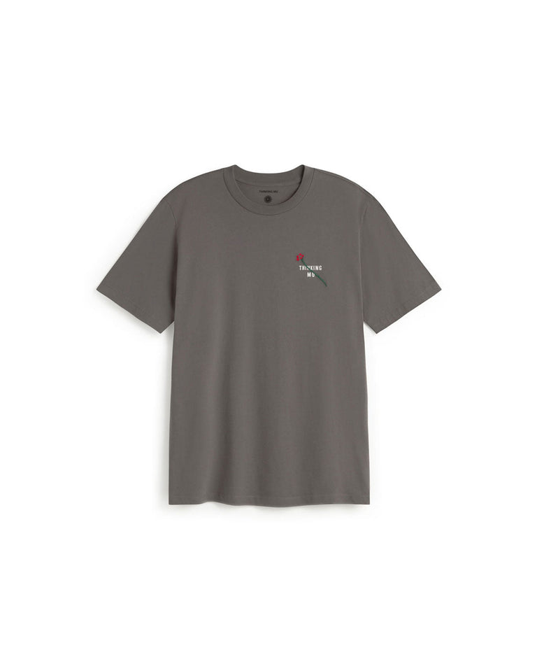Camiseta gris bordada flower TM Zach sostenible silueta - 1