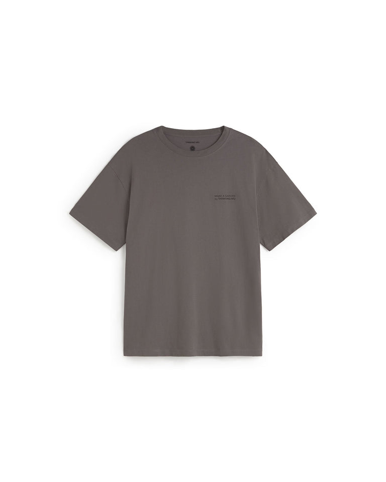 Camiseta gris bordada a mano flower Aaron sostenible silueta - 1