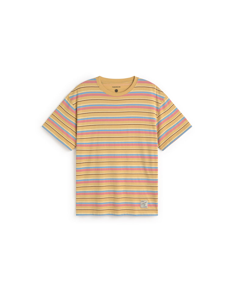 Camiseta rayas amarilla Aaron sostenible silueta - 1