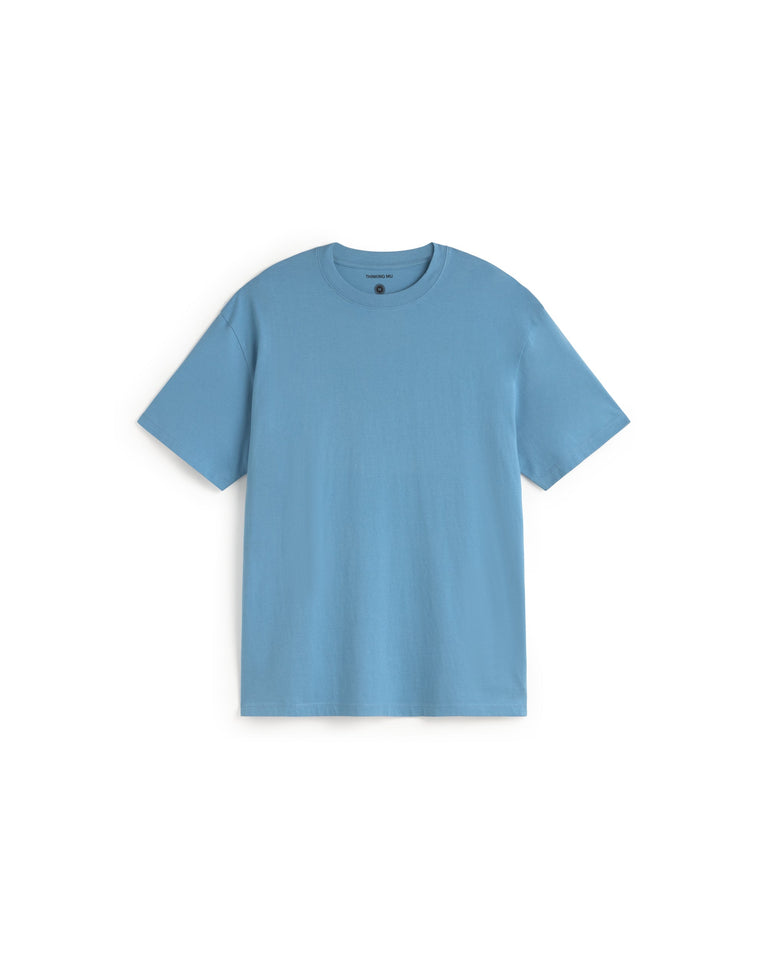 Camiseta azul patched sol espalda Aaron sostenible silueta - 1