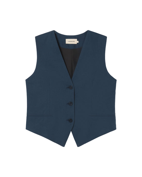 Chaleco azul oscuro Edith sostenible - silueta 1