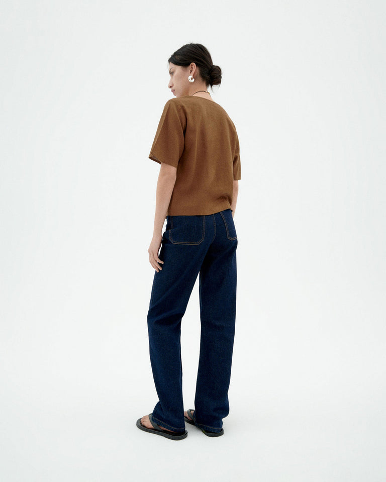 Blusa marrón hemp Libelula sostenible-4
