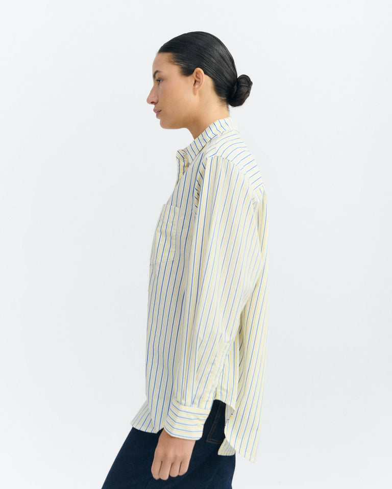 Camisa oversize rayas amarillas y azul Odelia sostenible - 3