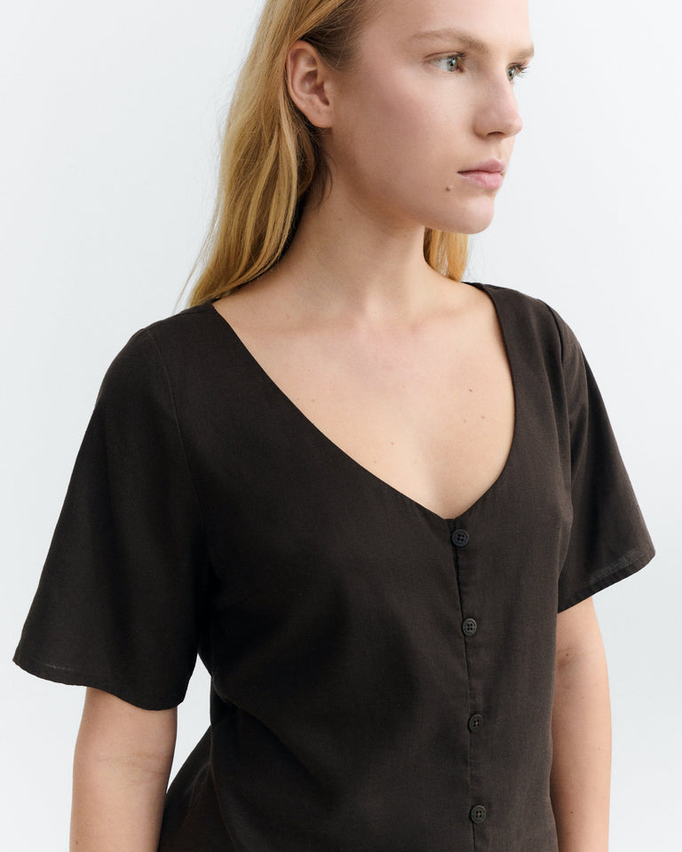 Blusa marrón hemp Leia sostenible - 3