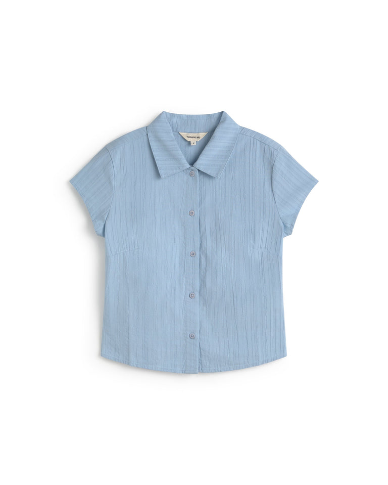Blusa slim popcorn azul Kitty sostenible silueta - 1