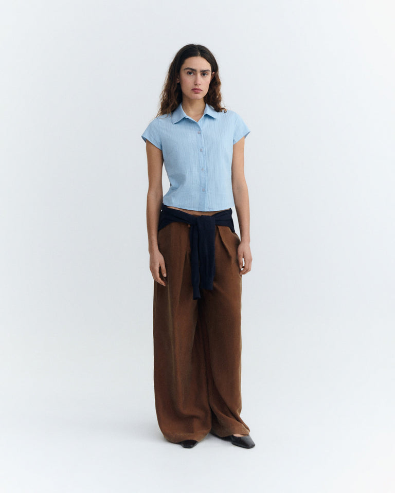 Blusa slim popcorn azul Kitty sostenible - 1