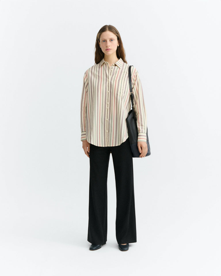 Camisa oversize rayas multicolor cruda Odelia sostenible - 1