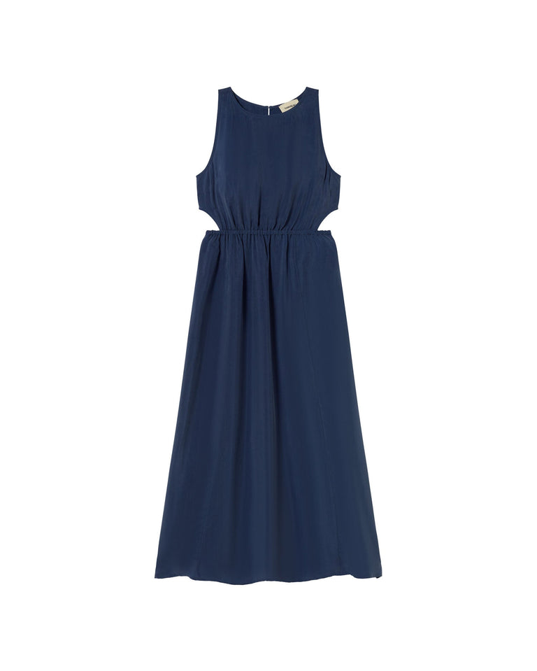 Vestido azul cupro Kin sostenible-silueta-1