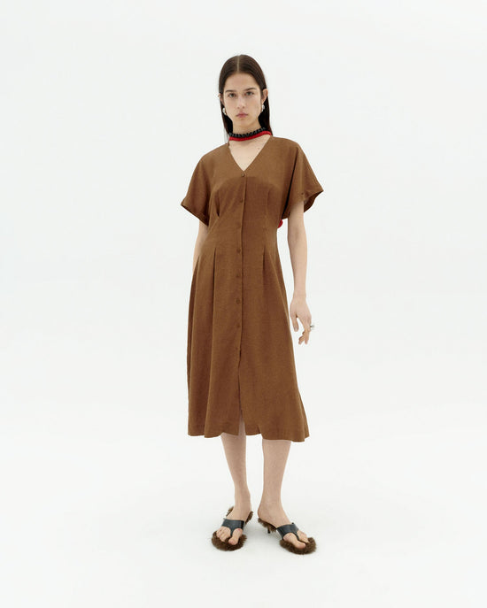 Vestido marrón hemp Laura sostenible-1
