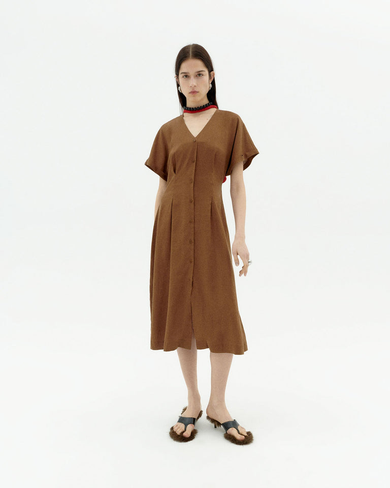 Vestido marrón hemp Laura sostenible-1