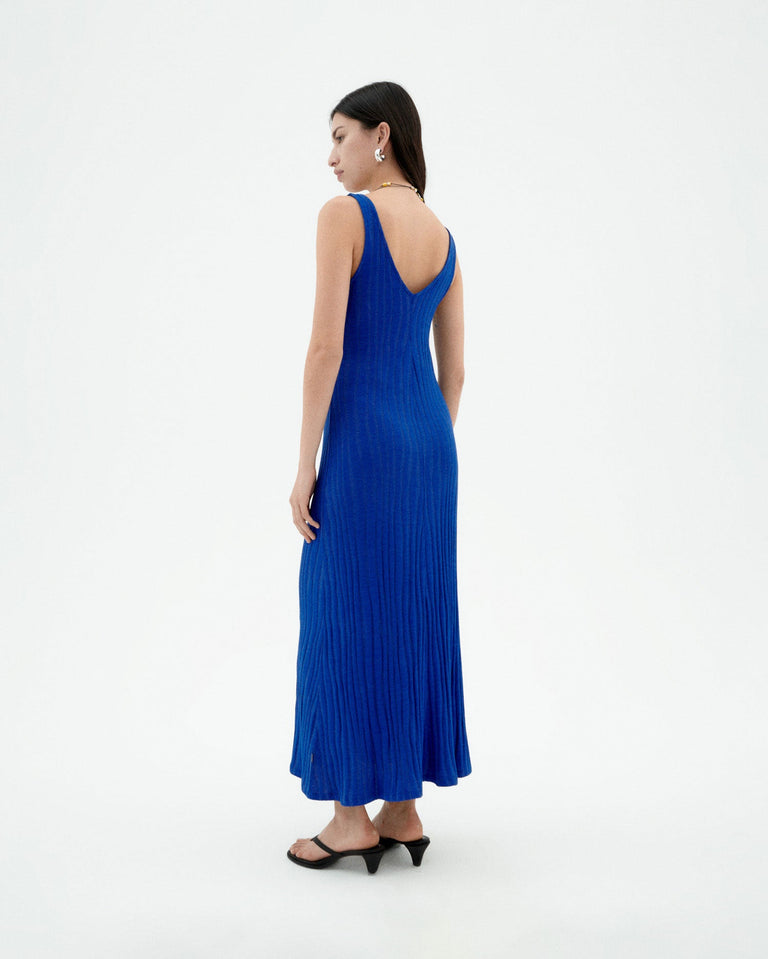 Vestido azul punto Sade sostenible-2