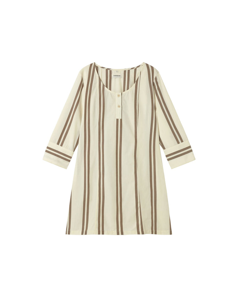 Vestido rayas marrón Maria sostenible - silueta 1