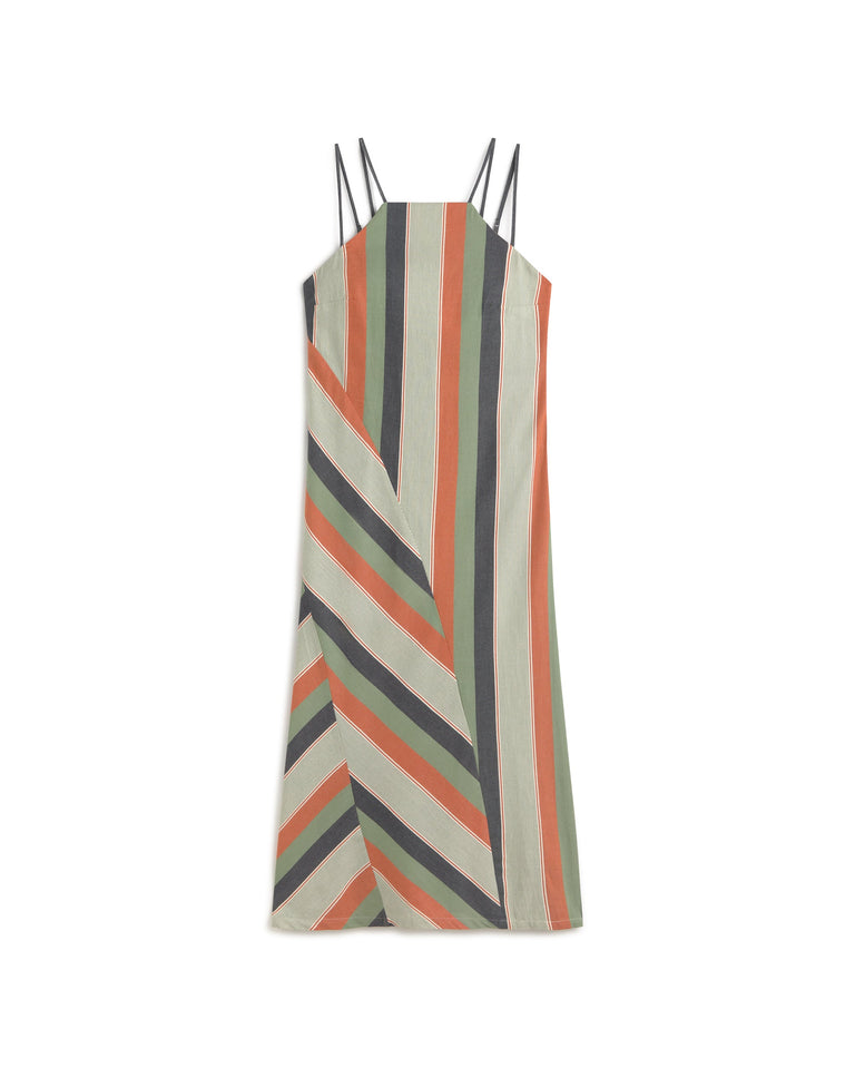 Vestido largo rayas multicolor Helia sostenible silueta - 1