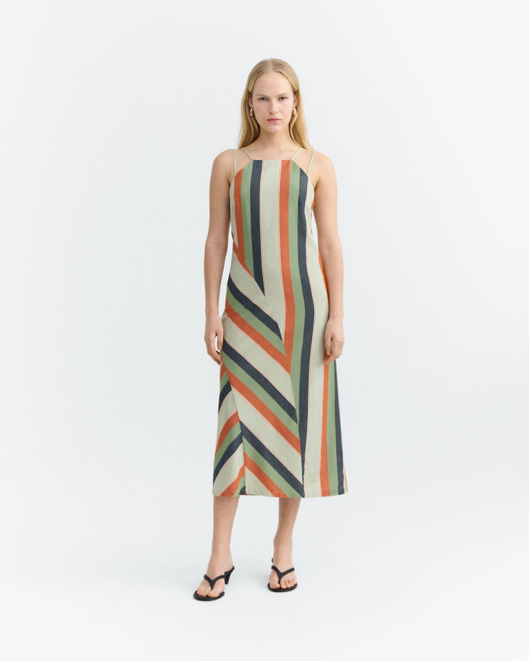 Vestido largo rayas multicolor Helia sostenible - 1