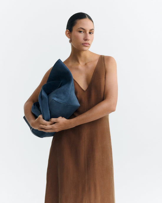 Vestido largo marrón cupro Sade sostenible - 2