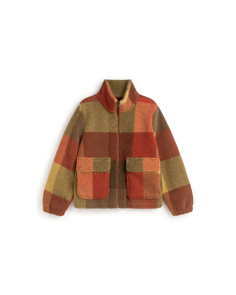 Chaqueta borreguito marrón cuadros Sophie sostenible silueta - 1