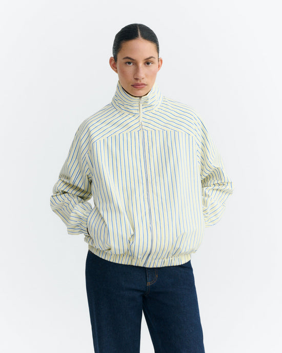 Chaqueta bomber rayas amarillas y azul Monica sostenible - 1