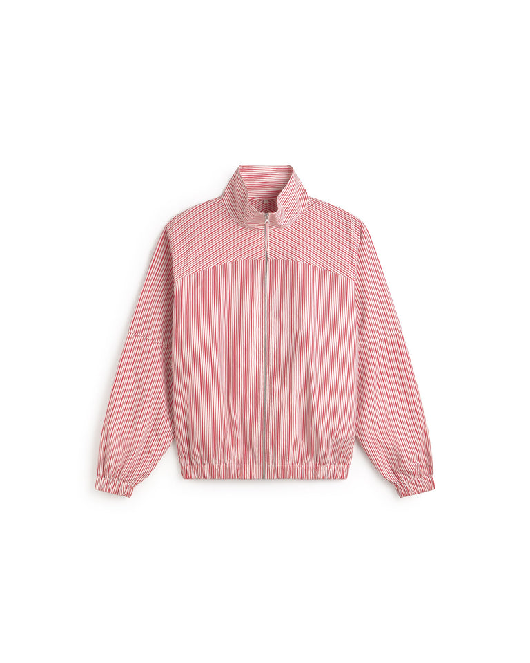 Chaqueta bomber rayas rosa y roja Monica sostenible silueta - 1