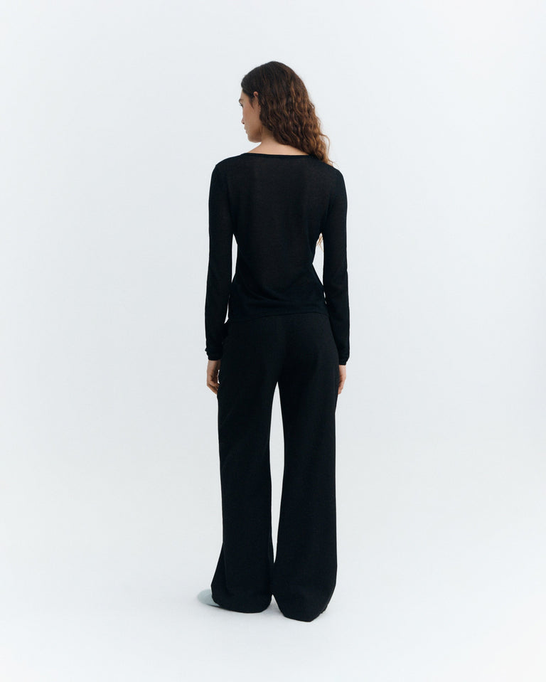 Cardigan punto negro transparente Manon sostenible - 4