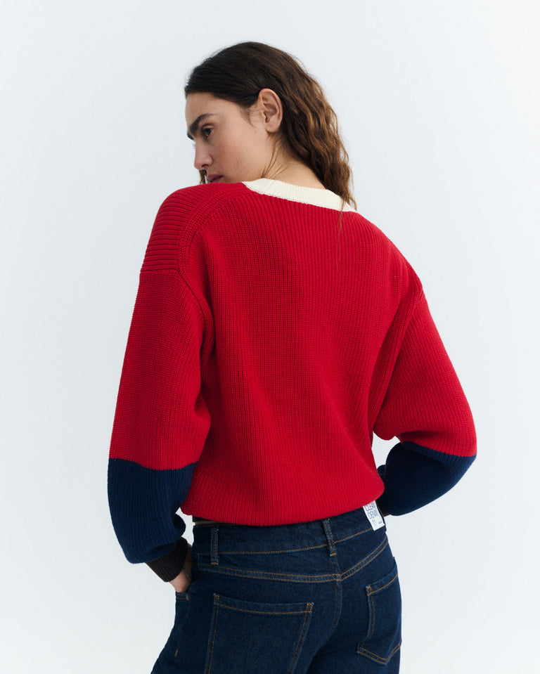 Jersey rojo algodón orgánico Carmen sostenible - 3