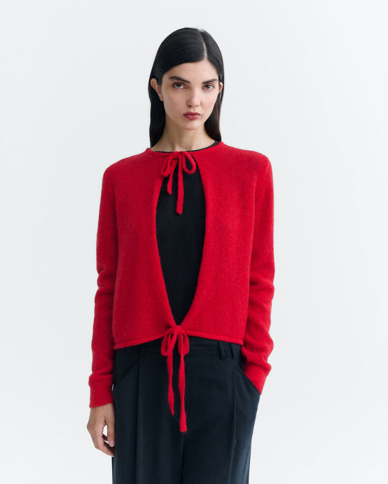 Cardigan lana rojo Leila sostenible - 2