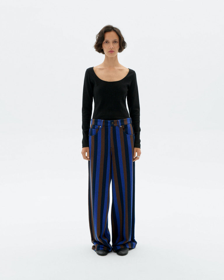 Pantalón wide leg rayas azul totenham Hedda sostenible - 2