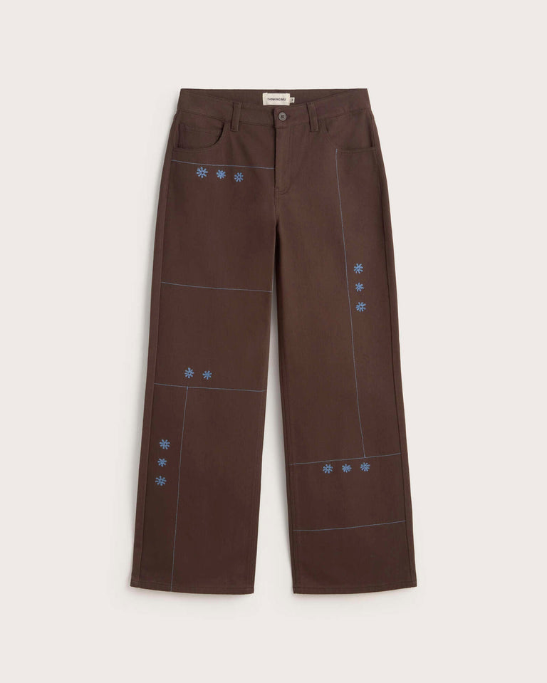 Pantalón tiro bajo bordado a mano sole mio Kettan sostenible silueta - 1