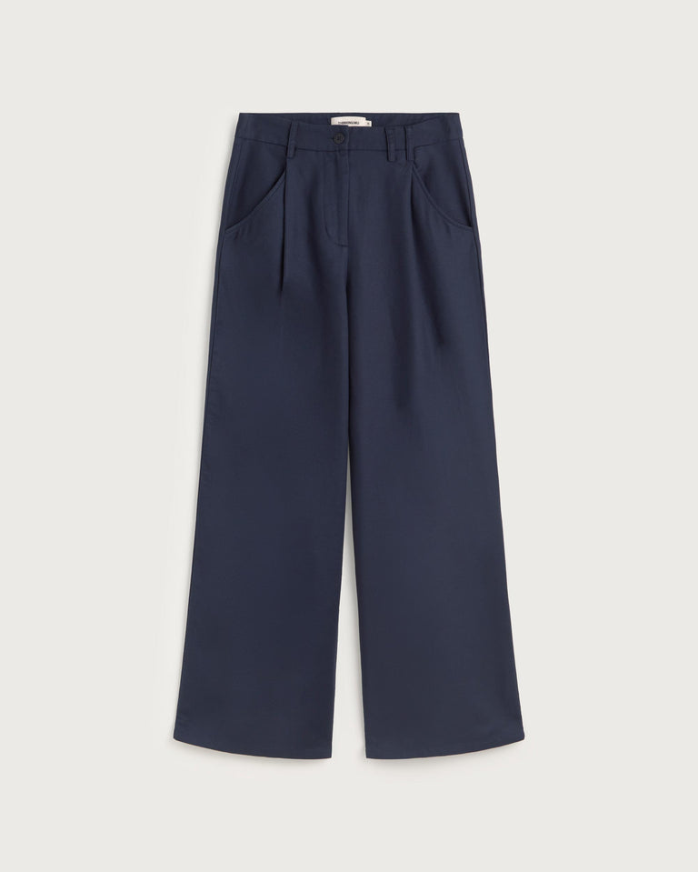 Pantalón wide leg azul hemp Molly sostenible silueta - 1