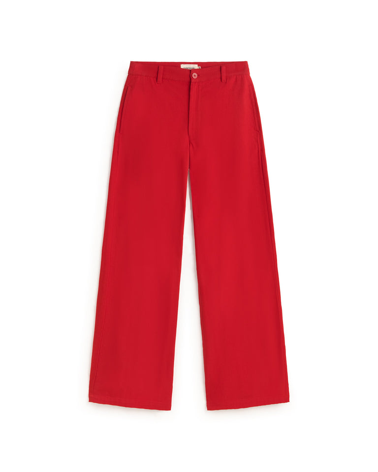 Pantalón tiro alto rojo Karina sostenible silueta - 1