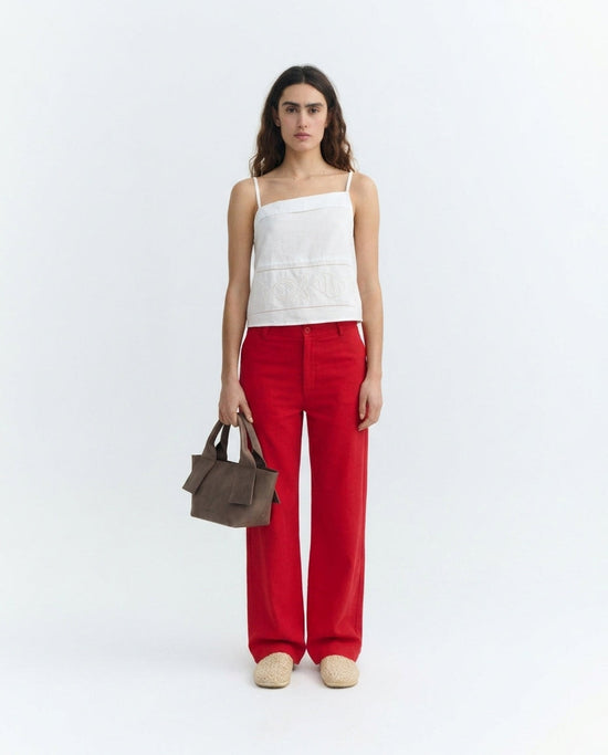 High-waisted red trousers Karina
